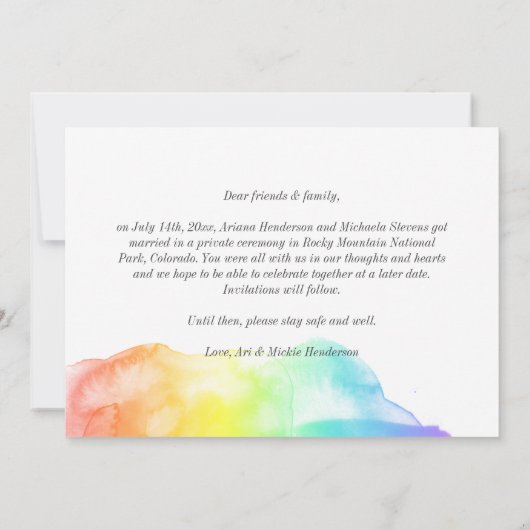 レインボーウォーターカラー洗い落ち込み写真 案内状 (裏面)