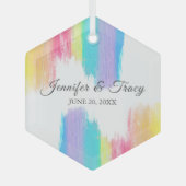 レインボーウォーターカラー美結婚しいクリスマス ガラスオーナメント (正面)