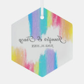 レインボーウォーターカラー美結婚しいクリスマス ガラスオーナメント (裏面)