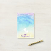 レインボーウォーターカラー&ホワイトユニコーンパーソナライズされた ポストイット (デスク上)