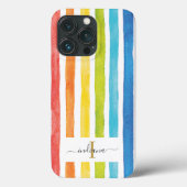 レインボーウォーターストライプカラーカラフルモノグラム名 Case-Mate iPhoneケース (裏面)