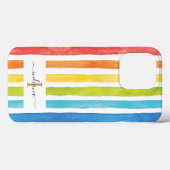 レインボーウォーターストライプカラーカラフルモノグラム名 Case-Mate iPhoneケース (裏面 (横))