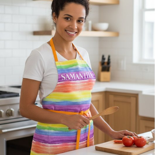 レインボーウォーターストライプカラー名 エプロン