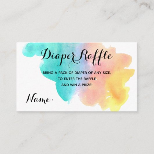レインボーウォータースプラッシュベビーおむつラッフルカード エンクロージャーカード (正面)