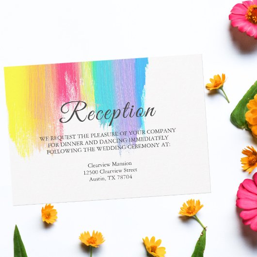 レインボーウォーター絵を描カラーストロークLGBTQ披露宴 エンクロージャーカード