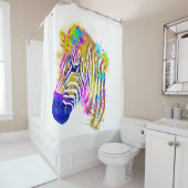 レインボーウォーター絵を描カラー（ばちゃばちゃ）跳ねるゼブラグラフィック シャワーカーテン (インサイチュ)