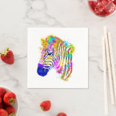 レインボーウォーター絵を描カラー（ばちゃばちゃ）跳ねるゼブラグラフィック スタンダードカクテルナプキン (インサイチュ)