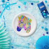 レインボーウォーター絵を描カラー（ばちゃばちゃ）跳ねるゼブラグラフィック ペーパープレート (パーティー)