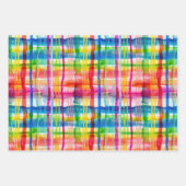 レインボーウォーター色のストライプ ラッピングペーパーシート (正面2)