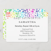 レインボーウォーター色の紙吹雪ベビーシャワー 招待状 (正面/裏面)