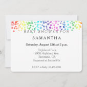 レインボーウォーター色の紙吹雪ベビーシャワー 招待状 (正面)