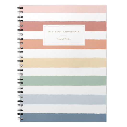 レインボーウォーター色ストライプノート ノートブック (正面)