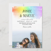 レインボーウォーター色2 in 1フォト結婚式招待状 招待状 (正面)