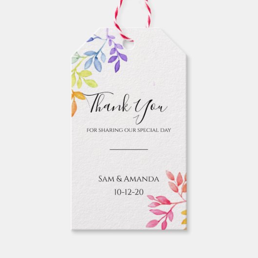 レインボーウォーター葉ボタン結婚ズ ギフトタグ (正面)