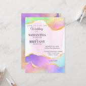 レインボーウォーター金ゴールドLGBT結婚式招待状 カード (正面/裏面インサイチュ)