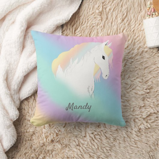 レインボーウスユニコーンウクエストリアガーリーン クッション (ブランケット)