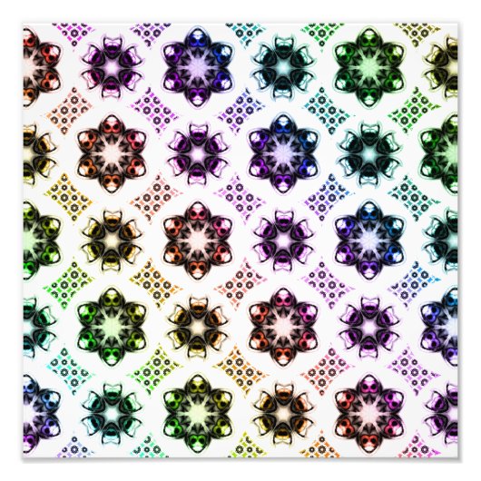 レインボーエイリアンアイフラクタルアートパターン フォトプリント            (正面)