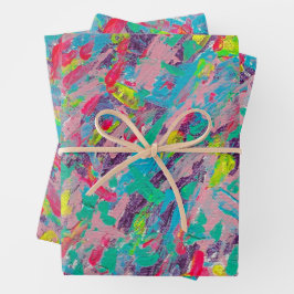 レインボーエステティック抽象芸術プリント ラッピングペーパーシート