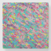 レインボーエステティック絵画抽象芸術 ストーンコースター (正面)