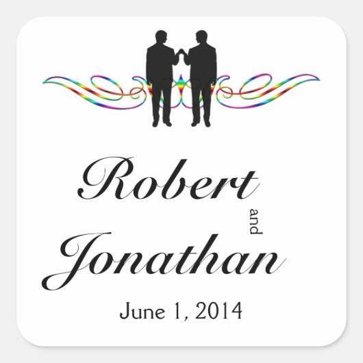 レインボーエレガンスグルーム結婚ズ封筒用シール スクエアシール (正面)