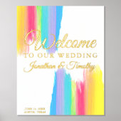 レインボーエレガントウェルカム結婚to Our's Bright金ゴールド 箔ポスター (正面)