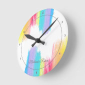 レインボーエレガントウォーターパーソナライズされたカラーガールズルーム ラウンド壁時計 (傾斜)