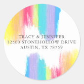 レインボーエレガントウォーター結婚カラー差出人住所 ラウンドシール (正面)