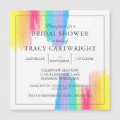 レインボーエレガントウォーター色のモダンブライダルシャワー マグネット招待状 (正面)