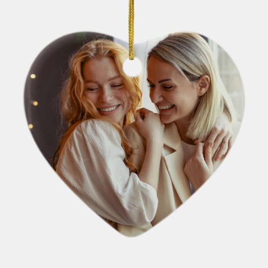 レインボーエレガントカスタムLGBTカップル写真クリスマス セラミックオーナメント (裏面)