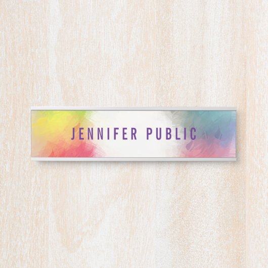 レインボーエレガントカラーカラフルトレンディーカスタム サインプレート (正面)