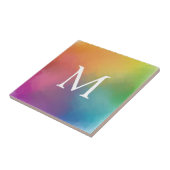 レインボーエレガントカラーモダンイニシャルモノグラム タイル (側面)