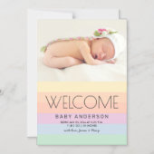 レインボーエレガントキュートベビー写真誕生のお知らせ マグネット招待状 (正面)