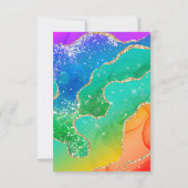 レインボーエレガントグリッターアゲートと金ゴールド結婚ズ 出欠カード (裏面)