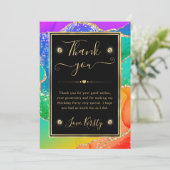 レインボーエレガントグリッターアゲート&金ゴールド誕生日 サンキューカード (スタンド正面)