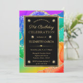 レインボーエレガントグリッターアゲート&金ゴールド21歳 招待状 (スタンド正面)