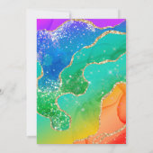 レインボーエレガントグリッターアゲート&金ゴールド21歳 招待状 (裏面)