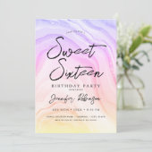 レインボーエレガントグリッターシック大理石グラムスウィート16 招待状 (スタンド正面)