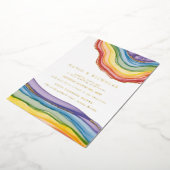 レインボーエレガントグード |結婚の実在金ゴールド 箔招待状 (回転した状態)