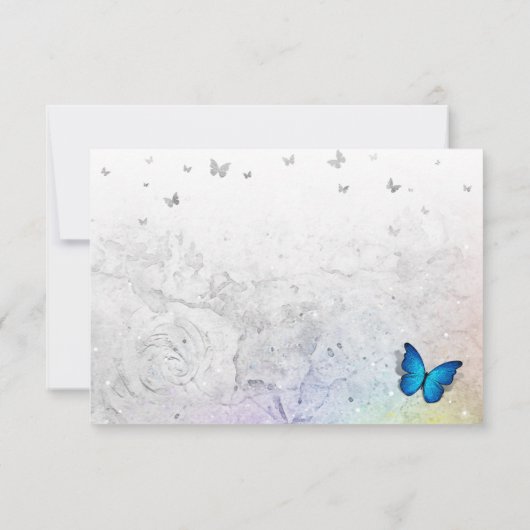 レインボーエレガントシルバーとブルーバタフライ結婚ズ 出欠カード (裏面)