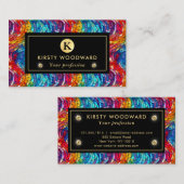 レインボーエレガントジュエルトーンモザイクガラスパターン 名刺 (正面/裏面)