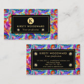 レインボーエレガントジュエルトーンモザイクガラスパターン 名刺 (正面/裏面)