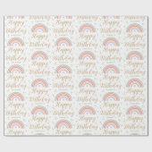 レインボーエレガントハートハッピーバースデー名 ラッピングペーパー (フラット)