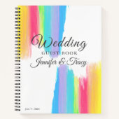 レインボーエレガントパーソナライズされたLGBTQ結婚ズゲスト ノートブック (正面)
