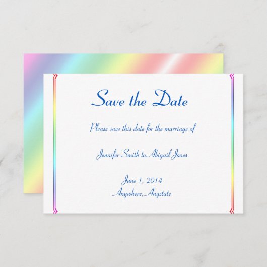 レインボーエレガントフローラゲイウェディング日付を保存 セーブザデート (正面/裏面)