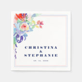 レインボーエレガントフローラLGBTQ結婚ズ スタンダードカクテルナプキン (正面)