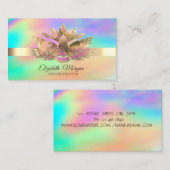 レインボーエレガントホログラフィー、金ゴールドロータス 名刺 (正面/裏面)