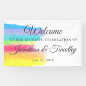 レインボーエレガントモダンウェルカム結婚ズ 横断幕 (横)