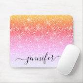 レインボーエレガントユニコーングリッターあなたの名前を輝かす マウスパッド (マウス)