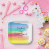 レインボーエレガントレパーソナライズされたズビアンブライダルシャワー ペーパープレート (パーティー)