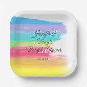 レインボーエレガントレパーソナライズされたズビアンブライダルシャワー ペーパープレート (正面)